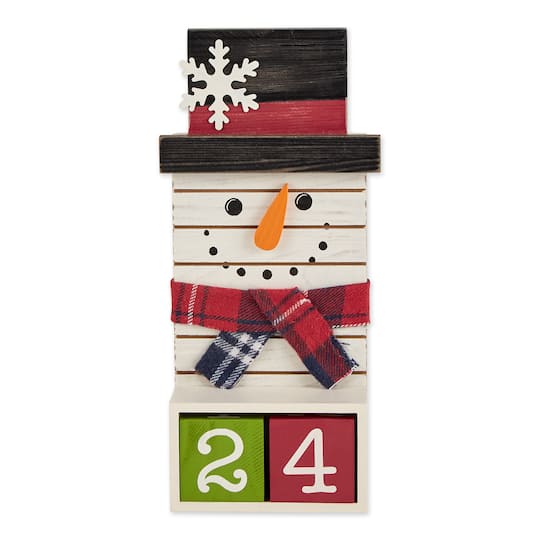 DII&#xAE; Square Snowman Tabletop Block Calendar